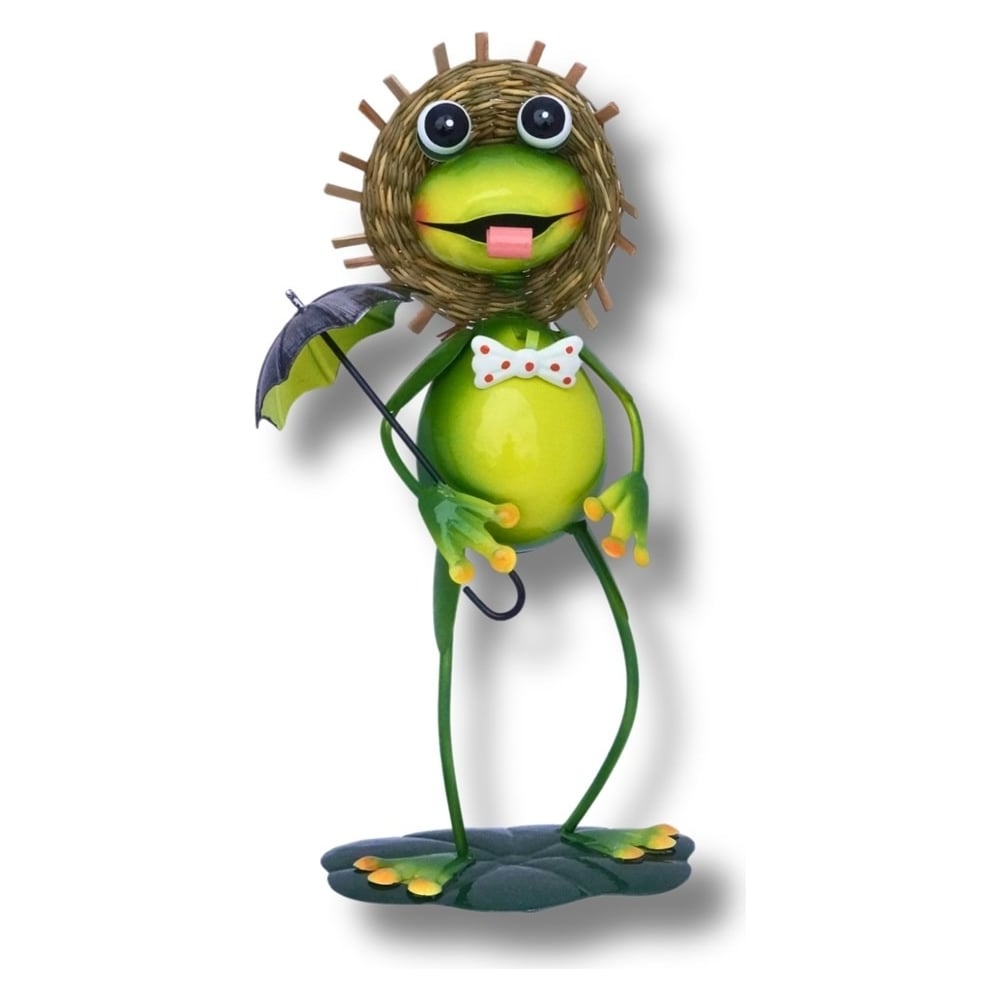 Изображение товара Садовая фигурка для дачи и сада KlestO Лягушка в шляпе с зонтиком, высота 30 см Z27055