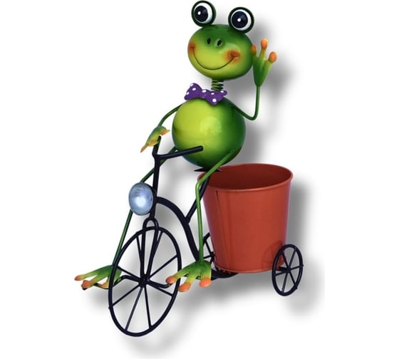 Изображение товара Садовая фигурка для дачи и сада KlestO Лягушка на велосипеде с горшком, высота 30 см Z26938C