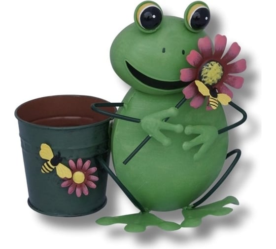 Изображение товара Садовая фигурка для дачи и сада KlestO Лягушка с горшком, высота 27 см Z26402