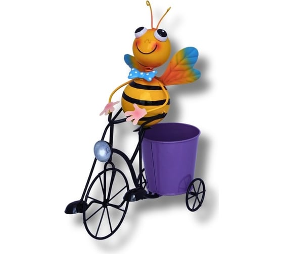 Изображение товара Садовая фигурка для дачи и сада KlestO Пчела на велосипеде с горшком, высота 31 см Z26938A