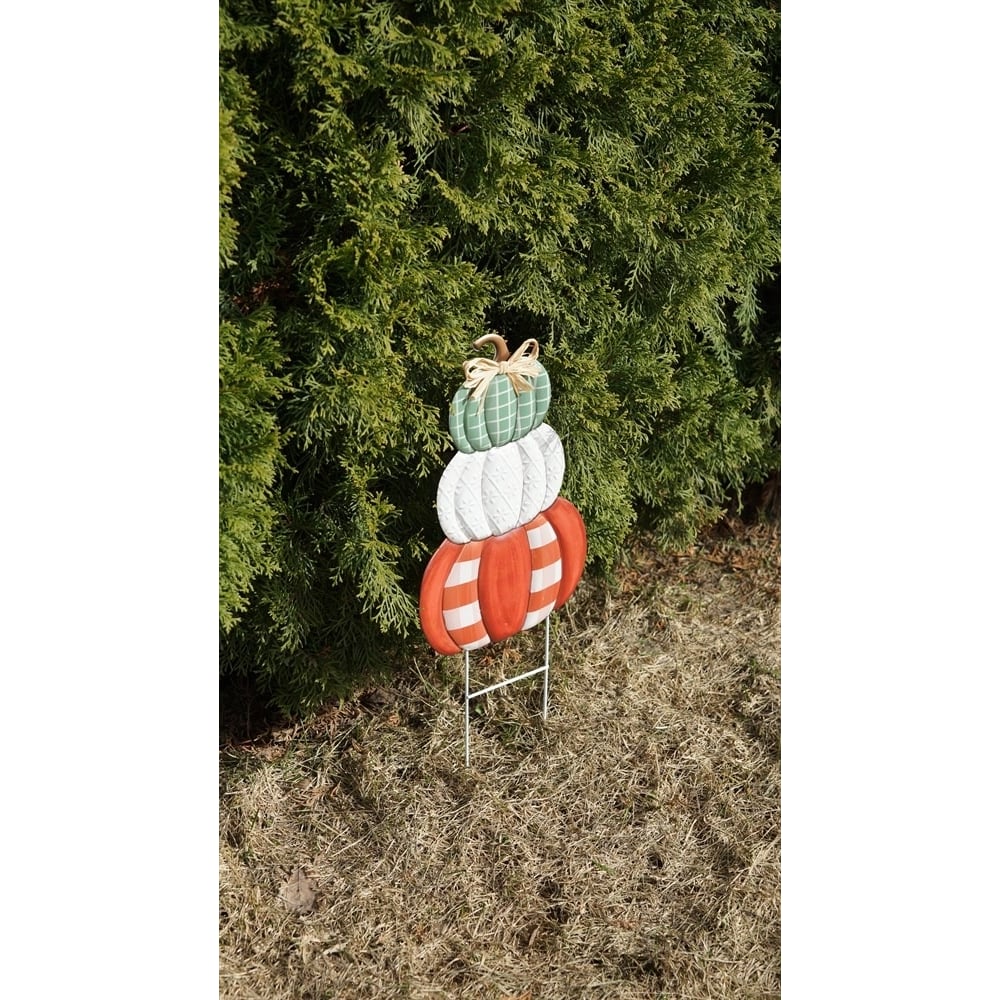 Изображение товара Садовый декор для дачи и сада KlestO Три тыквы клетчатые, вар.1, высота 57 см Z26317А