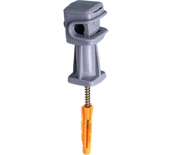 Изображение товара Держатель проводника круглого EZETEK 6-8 мм серый, высота 36 мм, пластик с дюбелем 38 мм. упаковка 5шт 70138/5