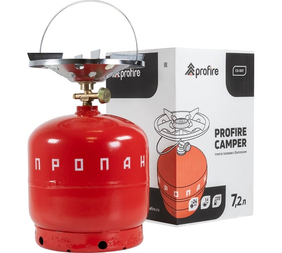 Изображение товара Плита газовая с баллоном PROFIRE 7.2 л, CAMPER, CS-007 00-00004263