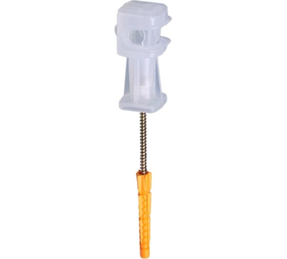 Изображение товара Держатель проводника круглого EZETEK 6-8 мм прозрачный, высота 36 мм, пластик с дюбелем 52 мм. упаковка 5шт 70168/5