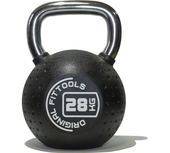 Изображение товара Гиря Original FitTools 28 кг, с хромированной ручкой, полиуретановая (CPU) FT-KB-CPU-28