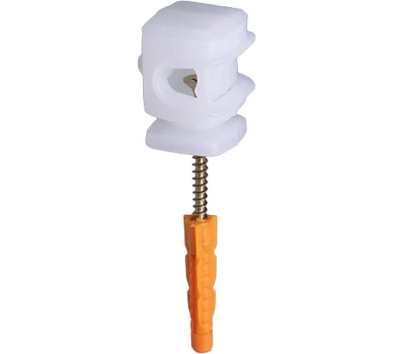 Изображение товара Держатель проводника круглого EZETEK 6-8 мм прозрачный, высота 16 мм, пластик с дюбелем 38 мм. упаковка 5шт 70058/5