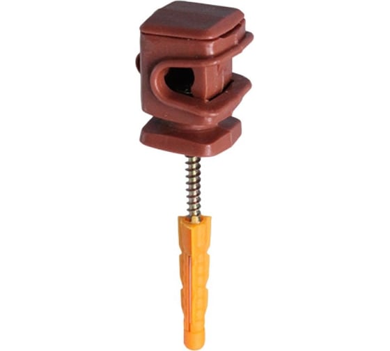Изображение товара Держатель проводника круглого EZETEK 6-8 мм коричневый, высота 16 мм, пластик с дюбелем 38 мм. упаковка 5шт 70018/5
