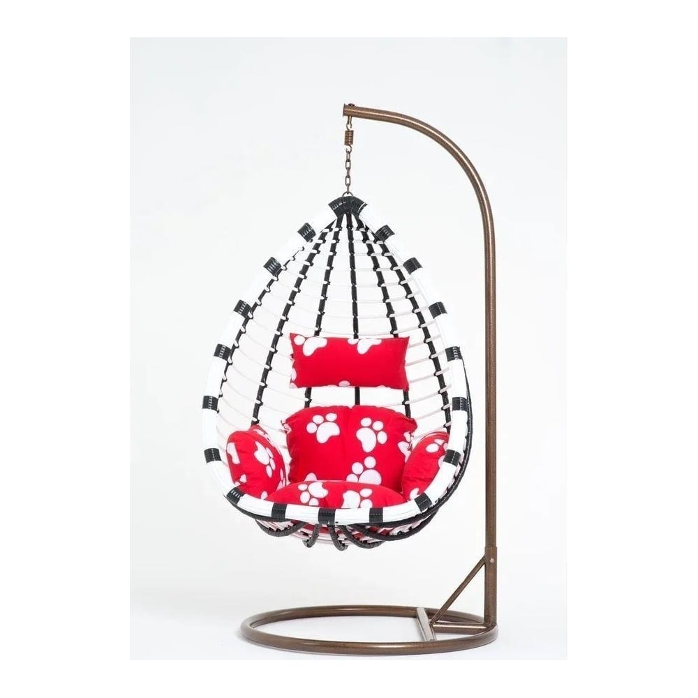 Изображение товара Кресло подвесное Vinotti 44-004-14 Красная подушка на бело-черном каркасе