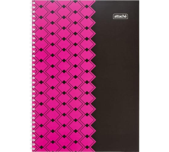 Изображение товара Тетрадь общая Attache А4, 60 л, Персия Фуксия/Черный, клетка, 65 г, гребень, ВД-лак 1919352