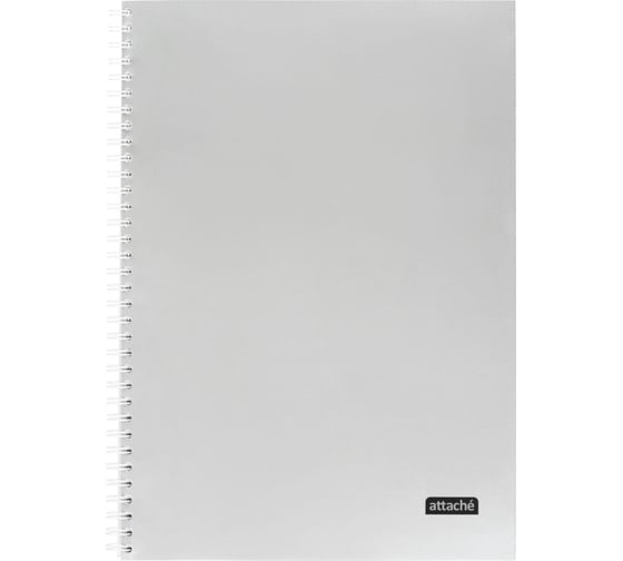 Изображение товара Тетрадь общая Attache А4, 96 л, Metallic Стальной, клетка, гребень, картон, фольга 1919357