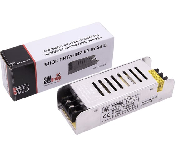 Изображение товара Компактный узкий блок питания SWG, 60W, 24V, T-60-24 00-00001385
