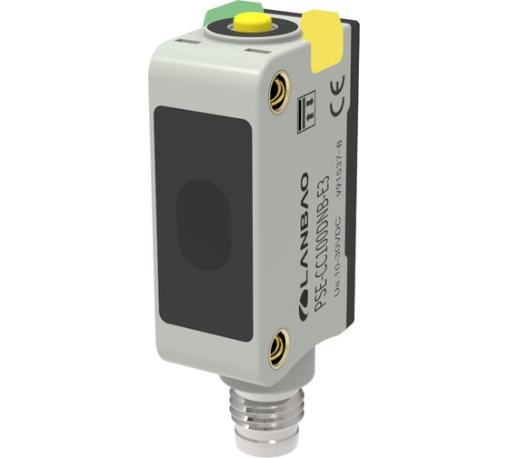 Изображение товара Оптический датчик диффузный Lanbao PSE-CC100DPB-E3, Sn=1000 мм, PNP NO/NC (Програм)10...30DC, разъем М8, 07-00038022