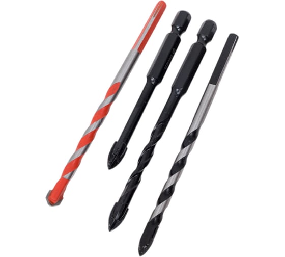 Изображение товара Свёрла для плитки, удлиненное спиральное, для керамики, для стекла, набор 4 шт, Vitatools nabor-sverl-4-sht