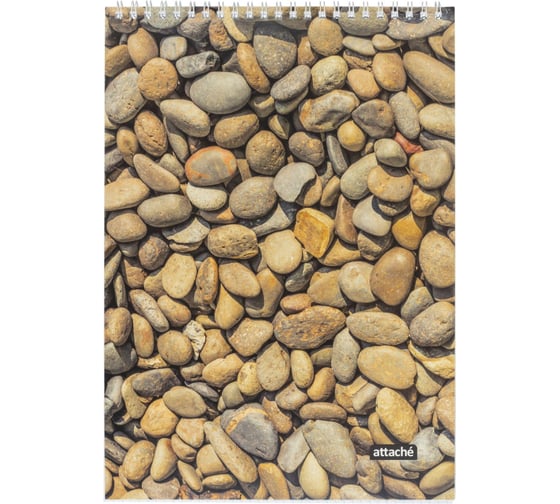 Изображение товара Блокнот Attache А4, 80л, Текстуры природы Камешки, клетка, гребень, ВД-лак 1919335