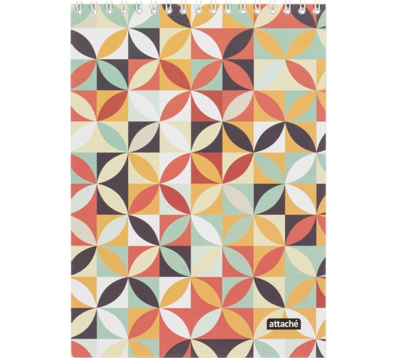 Изображение товара Блокнот Attache А5, 40 л, Яркий паттерн Пастельный микс, клетка, гребень, ВД-лак 1919341