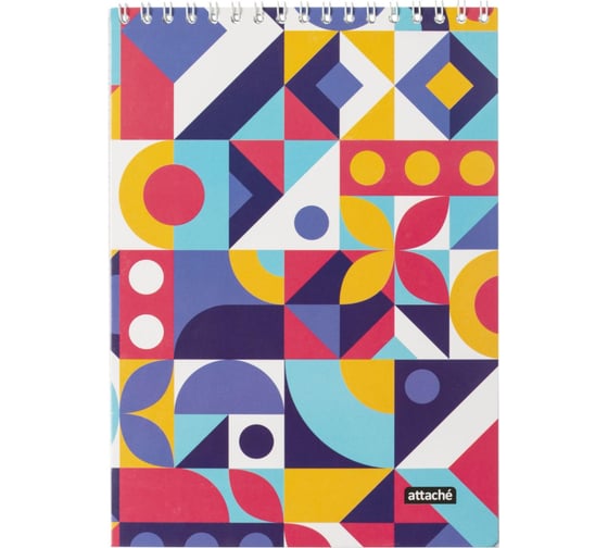 Изображение товара Блокнот Attache А5, 40 л, Яркий паттерн Цветной микс, клетка, гребень, ВД-лак 1919340