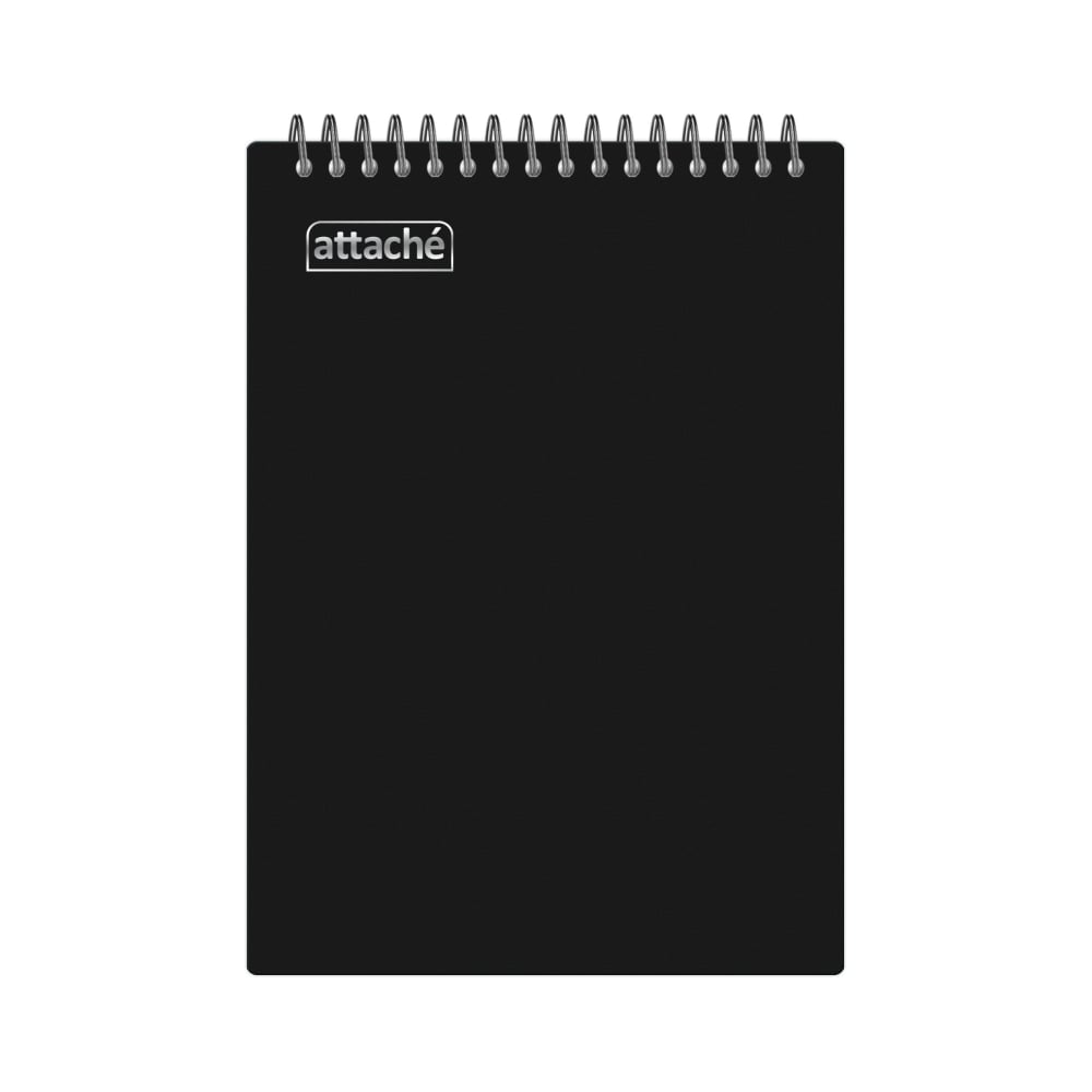 Блокнот Attache А5, 80 л, гребень, клетка, пластик, черный с тиснением 1775684