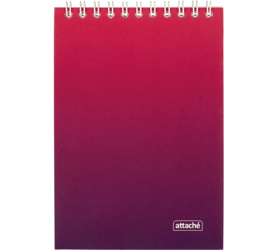 Изображение товара Блокнот Attache А6, 60 л, Градиент Малиновый, клетка, 65 г, гребень, УФ-лак 1919326