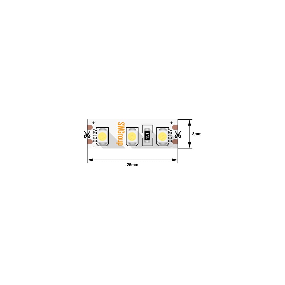 фото Светодиодная лента swg, 9.6 вт/м, smd3528, ip20, скотч, 3м, холодный белый 00-00006317