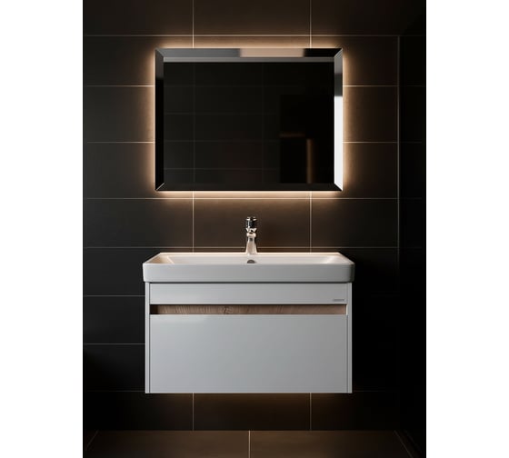 Изображение товара Тумба-умывальник Марти 80 AQUATON Белый/Дуб Эндгрейн (Умывальник "Адриана-80") 00091559 1A283201MY010