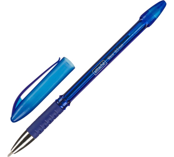 Изображение товара Ручка шариковая неавтоматическая Attache Wave линия 0,5 мм, масляная, синяя, манжета, 50 шт. 1726239