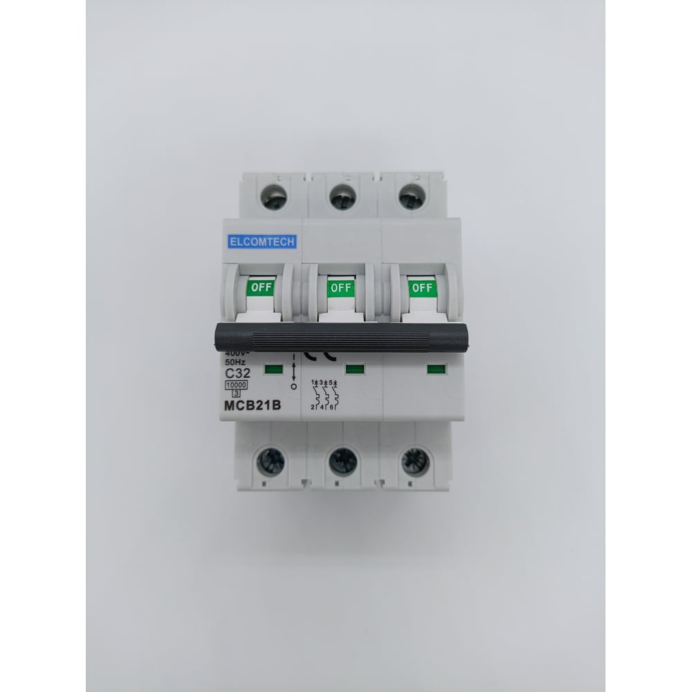 Изображение товара Автоматический выключатель ELCOMTECH MCB21B 10 кА 32 А IP20 модульный