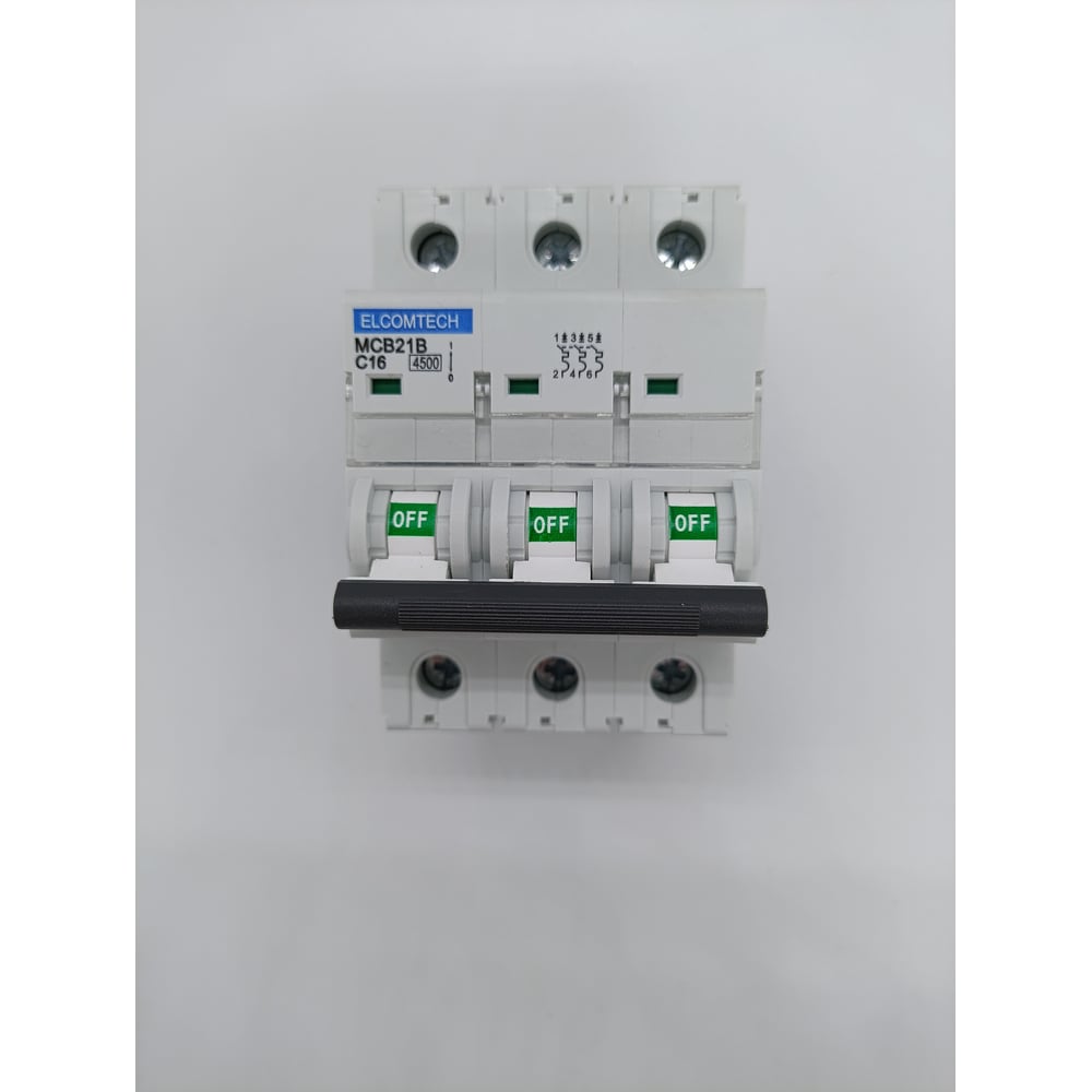 Изображение товара Автоматический выключатель ELCOMTECH MCB21B-4,5-3C16AC 415 В 16 А модульный IP20