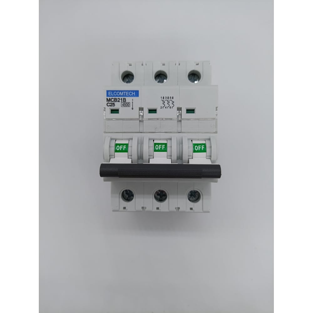 Изображение товара Автоматический выключатель ELCOMTECH MCB21B-4,5-3C25AC для защиты сетей 25А