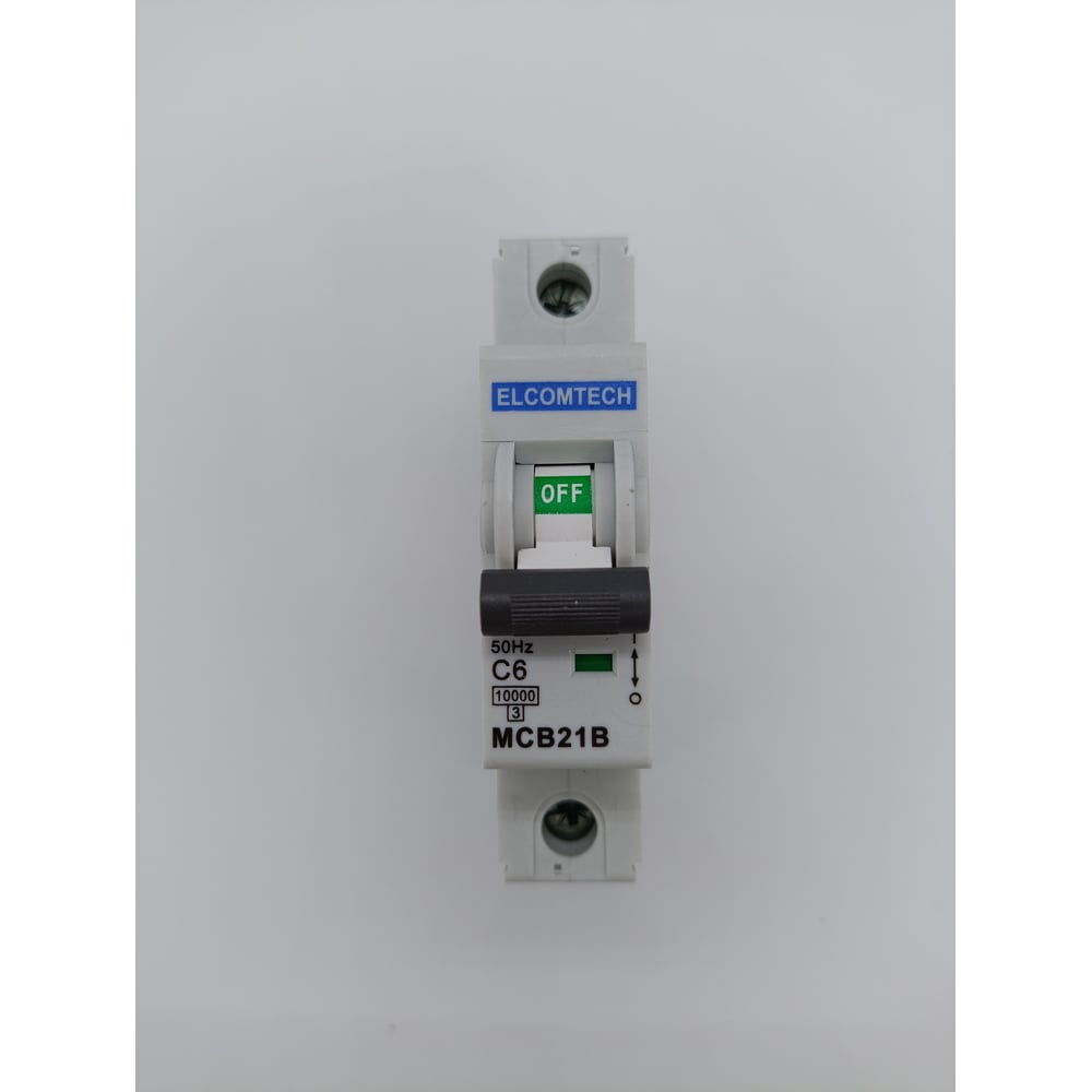 Изображение товара Автоматический выключатель ELCOMTECH MCB21B-10-1C6AC на DIN-рейку