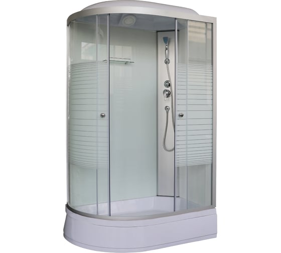 Изображение товара Душевая кабина GROSSBERG 1200х800х2150, средний поддон 26 см, стекло белая полоска PB 125 R