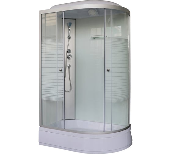 Изображение товара Душевая кабина GROSSBERG 1200х800х2150, средний поддон 26 см, стекло белая полоска PB 125 L