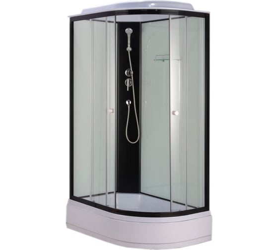 Изображение товара Душевая кабина GROSSBERG 1200х800х2180, средний поддон 26 см, стекло прозрачное, черные профили TM 612 L