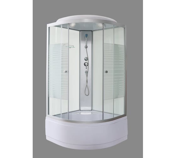 Изображение товара Душевая кабина GROSSBERG 900х900х2150, высокий поддон 40 см, стекло белая полоска PB 93