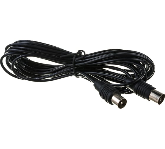 Изображение товара Кабель REXANT ВЧ ТВ гнездо-ТВ штекер, длина 5 метров, черный 17-5014