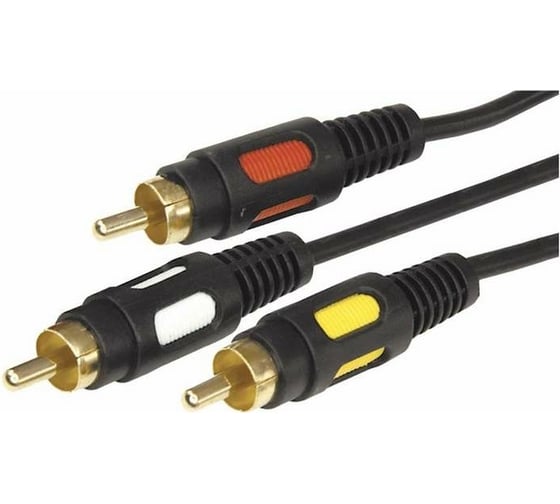 Изображение товара Аудио-видео шнур REXANT 3RCA-3RCA, 3 м, черный 17-0214
