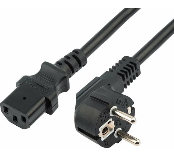 Изображение товара Сетевой шнур REXANT, евровилка угловая - евроразъем С13, кабель 3x1,5 мм2, 1,5 м 11-1138