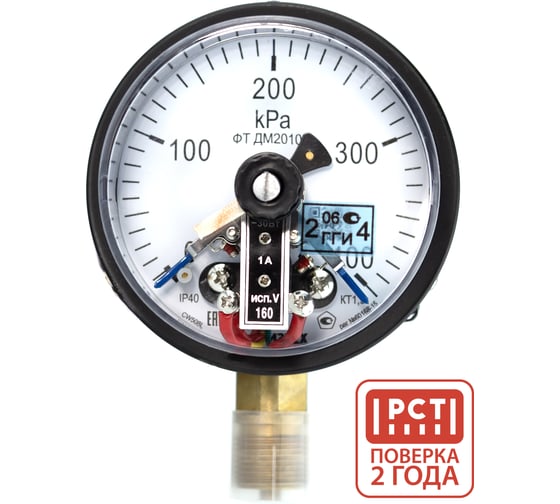 Изображение товара Манометр электроконтактный ПО Физтех, АО ДМ2010ф исп V 0-400 кПа кт.1,5 d.100 IP40 M20х1,5 РШ 4687205178244