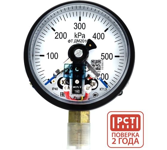 Изображение товара Манометр электроконтактный ПО Физтех, АО ДМ2010ф исп V 0-600 кПа кт.1,5 d.100 IP40 M20х1,5 РШ 4687205178251