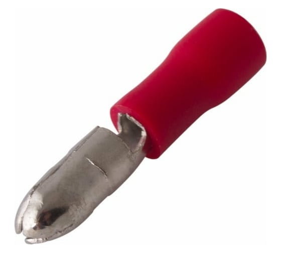 Изображение товара Штекерный изолированный разъем REXANT штекер 4 мм 0.5-1.5 мм2 красный 100 шт 08-0511