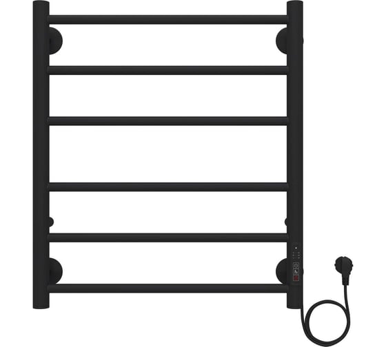 Изображение товара Электрический полотенцесушитель Azario PARMA 500/600 черный, R, 6 перекладин 00088234