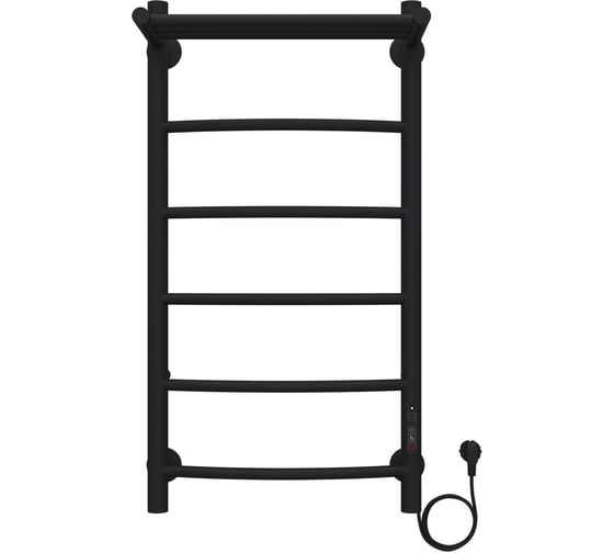 Изображение товара Электрический полотенцесушитель Azario VERONA 400/800 черный, с полкой, R, 5 перекладин 00088216