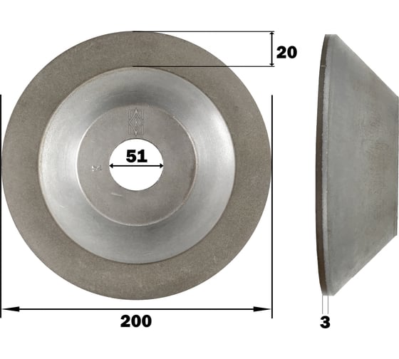 Изображение товара Круг алмазный шлифовальный 12А2-45 (200х20х3х51 мм; 100/80) КристАл Лтд 34915