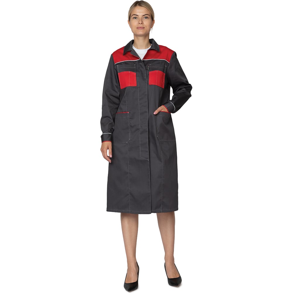 Изображение товара Халат ИТР женский Прабо Бренд 2020 серый/красный размер 56-58