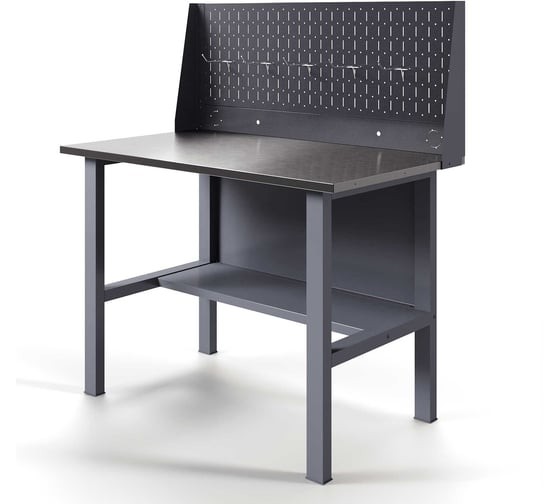 Изображение товара Верстак-стол GREENBERG без тумб с перфопанелью одинарной 1200мм VERSTAK_T0_P1_1200