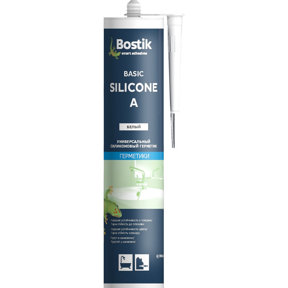 фото Универсальный силиконовый герметик bostik basic silicone a белый, 0.28 л 30607609