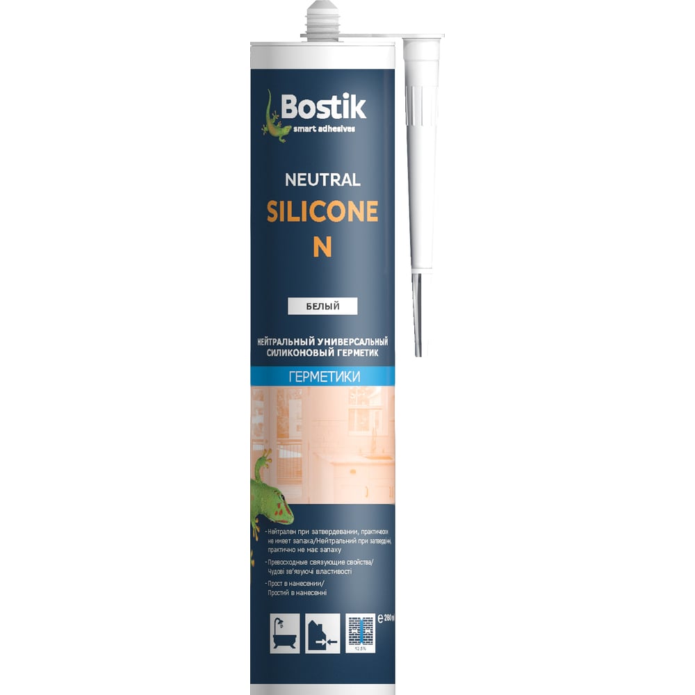 фото Универсальный силиконовый герметик bostik neutral silicone n белый, 0.28 л 30607641