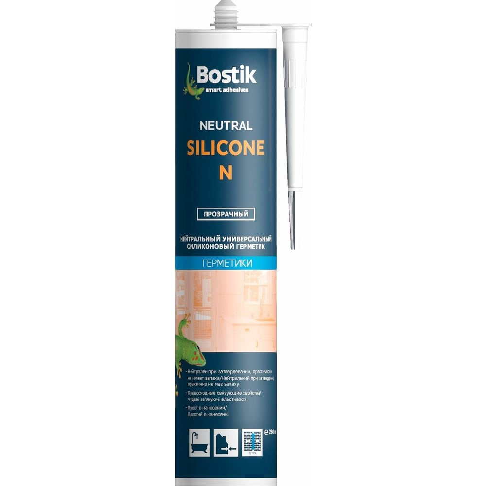 фото Универсальный силиконовый герметик bostik neutral silicone n прозрачный, 0.28 л 30607640