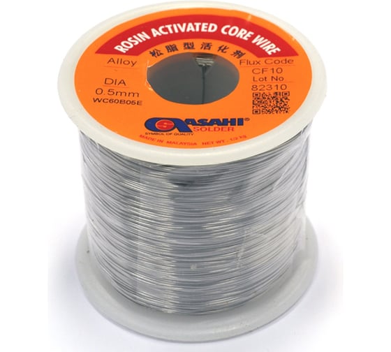 Изображение товара Припой (0.5 мм, 0.5 кг, Sn63/Pb37, CF10 флюс RA) ASAHI 00-00001185