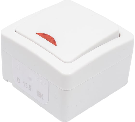 Изображение товара Одноклавишный выключатель IEK ВС20-1-1-ГПБ, с индикацией, для открытой установки, IP54, цвет клавиш белый, ГЕРМЕС PLUS EVMP11-K01-10-54-EC