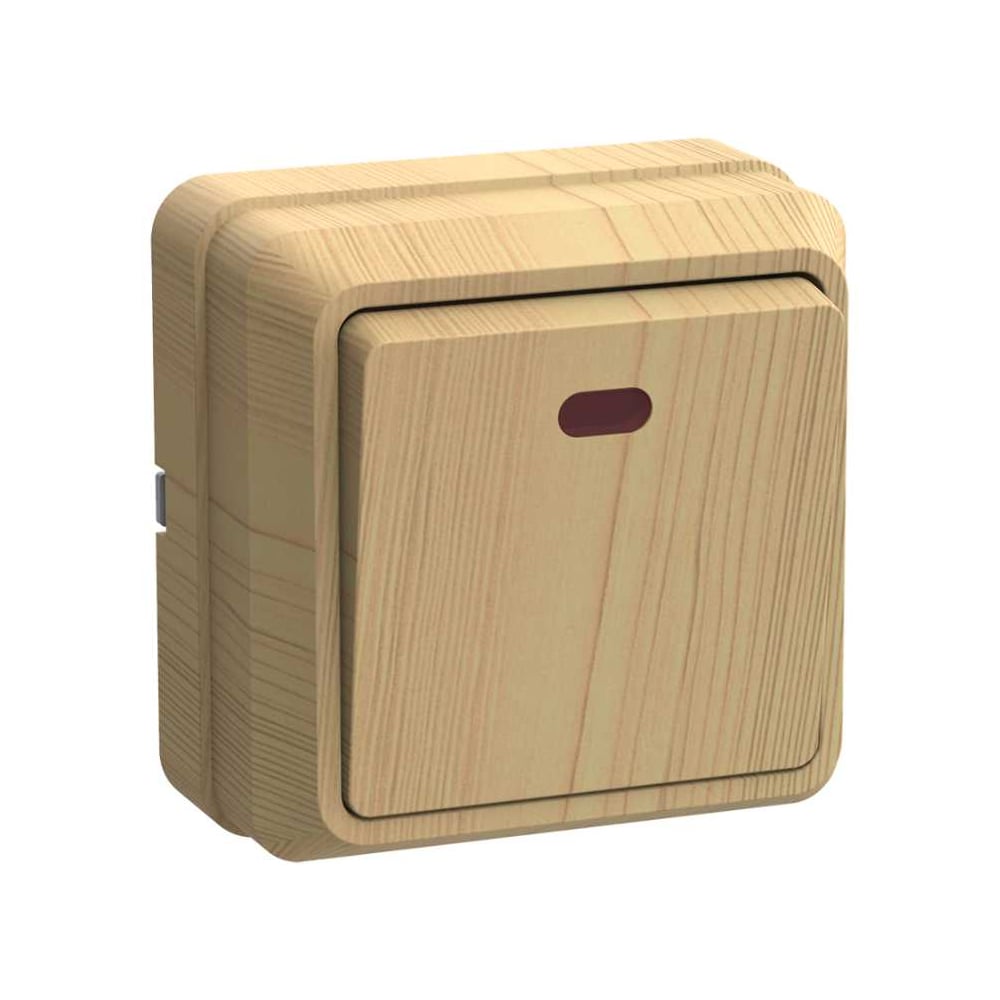 Изображение товара Одноклавишный выключатель IEK ВС20-1-1-ОС для освещения с индикацией, IP20, 10А, накладной, серия О